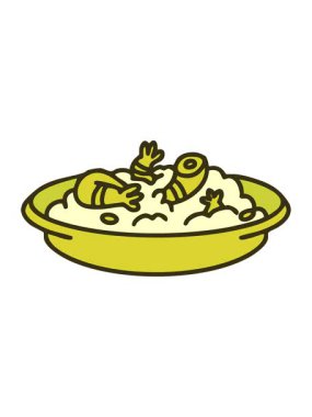 Geleneksel Brezilya vatapa karides çiziminin renk değişimi