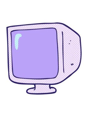 el yazması çizilmiş çizgi film eski bilgisayar monitörünün efekt canlandırmasını göster