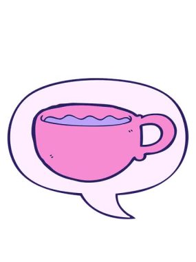 Konuşma baloncuklu çizgi film kahve fincanının hareketli animasyonu