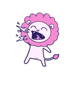 Yüksel ve süzül çizgi film kükreyen aslanı animasyonu