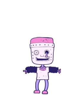 Çizgi film cyborg çiziminin zıplama hareketi animasyonu