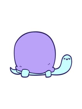 Karikatür kaplumbağa tasarımının titreyen hareketi.