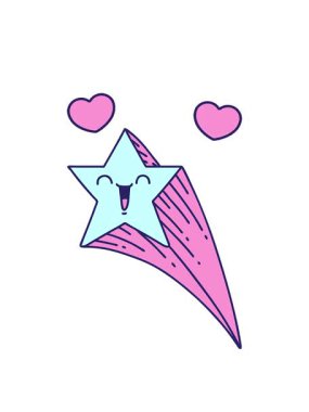 Dönen kalpler geleneksel dövme stili kayan yıldız çiziminin animasyonu