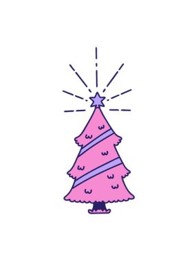 Geleneksel dövme stili yılbaşı ağacının yıIdızlı hareketli animasyonu