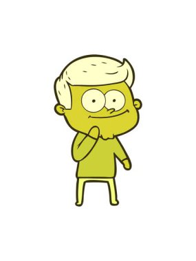 Çizgi filmin renkli animasyonu değişen mutlu adam