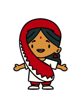 Hint kadınlarının geleneksel giysiler içindeki neon ışık efektleri