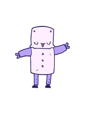 Dikkat çekici bir robot karakter animasyonu.