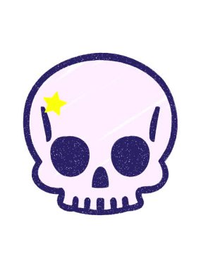 Parlayan yıldızlar Ürkütücü Kafatası Tebeşiri 'nin animasyonunu etkiliyor. Resim çiziyor.