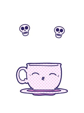 karikatür çay fincanının kafatası animasyonu