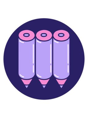 Renkli kalemlerin dövme stili görüntüsünün hareketli animasyonu