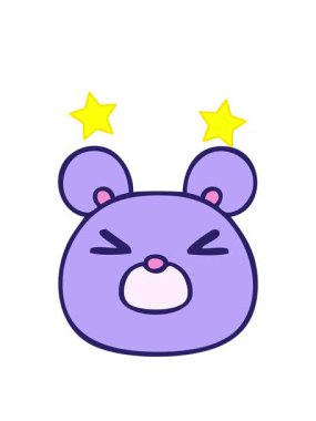 dönen yıldızların el çizimi çizgi film fare yüzünün animasyonu