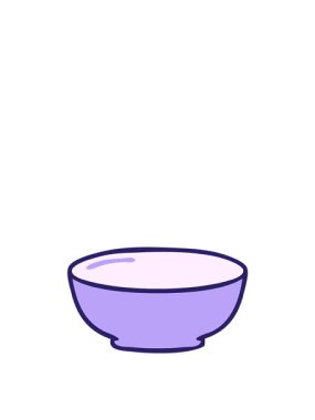 Kalk ve süzül. Garip çizgi film kasesinin animasyonu.