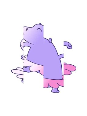 Karikatür hipopotam balerinin bölünen hareketi