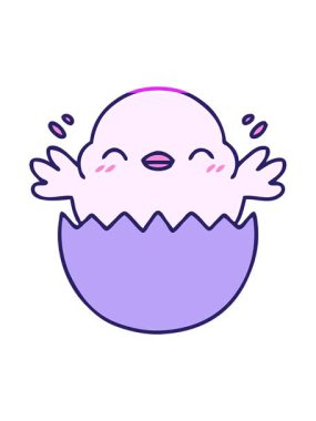 Yumurta kabuğundan çıkan sevimli yavru kuşun çizgi filmini canlandırın.