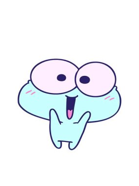 Kawaii çizgi film animasyonunun hareketli animasyonu tatlı kurbağayı heyecanlandırdı