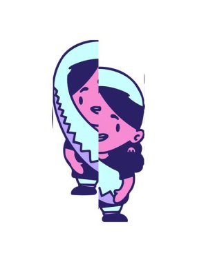 Geleneksel kıyafet tasarlayan Hintli kadının bölünen hareketli animasyonu