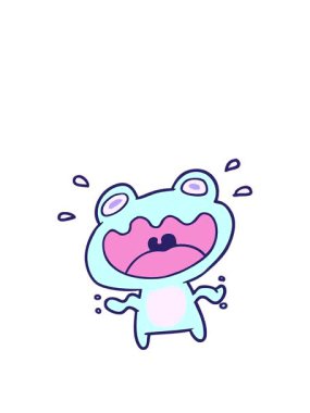 Sevimli kurbağa çizgi filminin animasyonunu genişletiyorum.