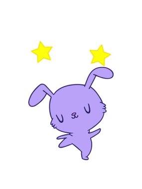 dönen yıldızlar çizgi film animasyonu kawaii sevimli tüylü tavşan