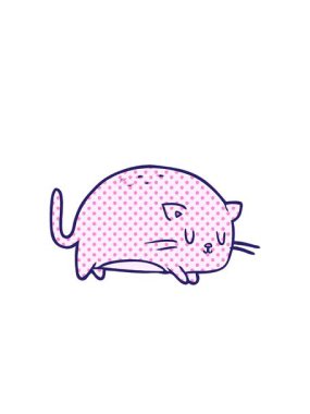 Yanıp sönen radyal çizgiler sevimli şişman çizgi film kedisinin animasyonu