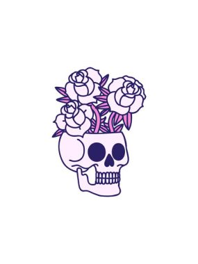 Bir kafatasının ve güllerin ikonik dövme tarzının canlandırma etkisi