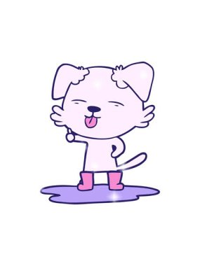 Çizgi film köpeğinin su birikintisinde dilini çıkarmasının ışıltılı etkisi.