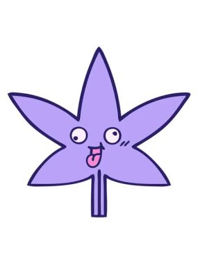 Marihuana yaprağının sevimli çizgi filminin animasyonunu görüntüle