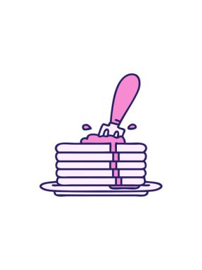 Lezzetli krep yığınının tereyağı damlatarak canlandırma etkisi