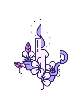 Dövmenin hareketli animasyonu geleneksel mum tutucu tarzında