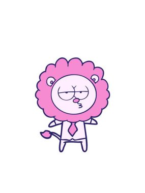 Çizgi film karakteri canı sıkılan aslan ofis işçisinin yanıp sönen radyal çizgileri.