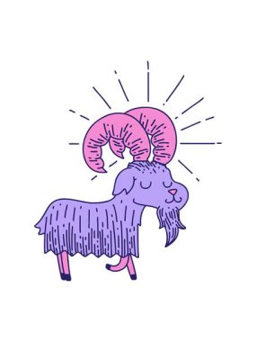 Geleneksel dövme stili mutlu keçinin hareketli animasyonu