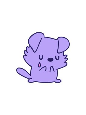 Yıldız patlaması efekti, ağlayan küçük bir köpeğin çizgi filminin animasyonu.