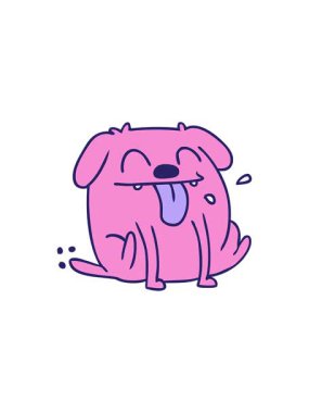 Keyifli kawaii köpek karikatürünün el yapımı animasyonu