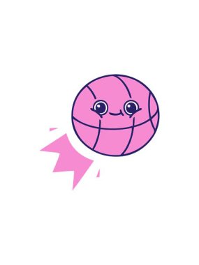 Bir basketbol topunun düz renkli retro çizgi filminin hareketli animasyonu