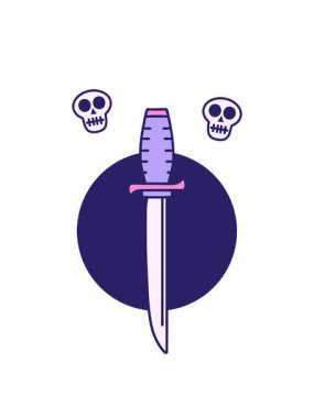 Bir hançerin sembolik dövme imgesinin kafatası animasyonu.