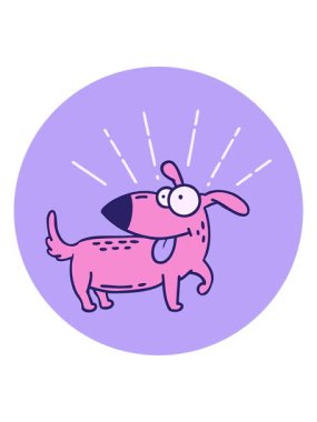 Dövme stili mutlu köpeğin animasyonunu salla ve durdur