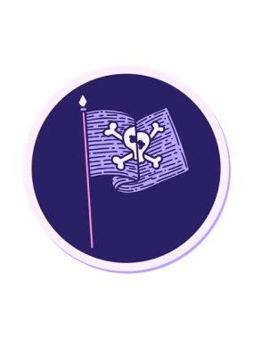 Geleneksel korsan bayrağı tarzında dövme çıkartmasının basınçlı canlandırması