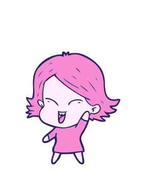 Mutlu çizgi film kızı çiziminin animasyonunu genişletiyorum.