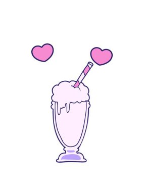 karikatür milkshake imajının dönen kalp animasyonu