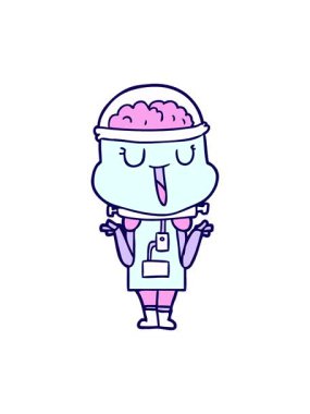 Mutlu çizgi film robotlarının omuz silkmelerinin neon ışık efektleri