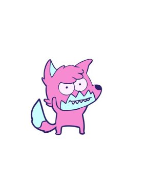 Çizgi film sırıtan tilkinin yatay titreşimli animasyonu