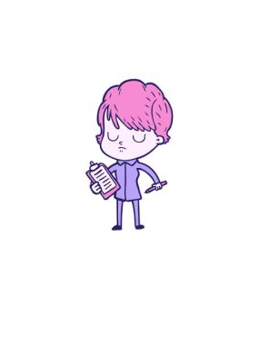 Neon tarzı çizgi film kadın karakterinin yükseliş ve yüzme animasyonu