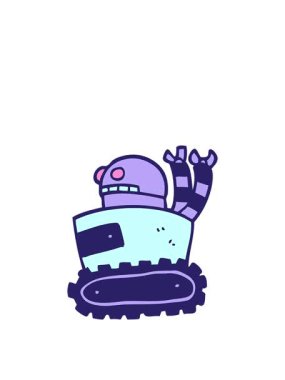 Çizgi film karalama robotunun zıplama hareketi animasyonu