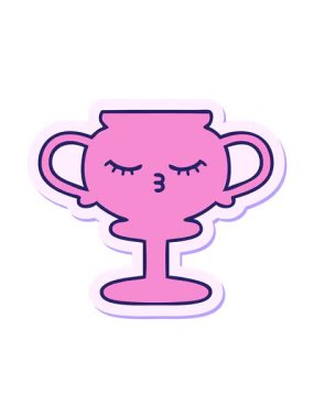 Şirin bir karikatür ödülünün çıkartmasının efekt canlandırması