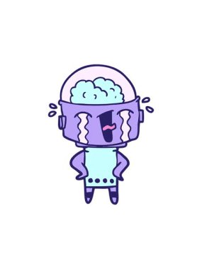 Radyoaktif ağlayan robot çizgi film animasyonu