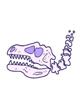 El çizimi karikatür tarzı dinozor kemiklerinin hareketli animasyonunu oynat