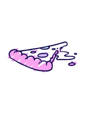 Pizza Dilimlenmiş Tebeşir Çiziminin neon ışık efekti animasyonu