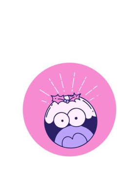 rise and float animation of icon of a tattoo style shocked christmas pudding