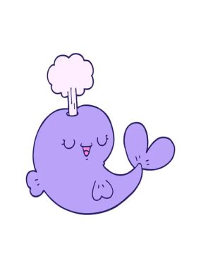 Bir balinanın sevimli çiziminin animasyonunu renklendir