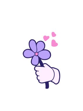 Yanıp sönen radyal çizgiler, elinde çiçekle çizgi film karakterinin canlandırması.