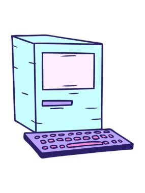 bir bilgisayar ve klavyenin el çizimi karalamalarının hareketli animasyonu